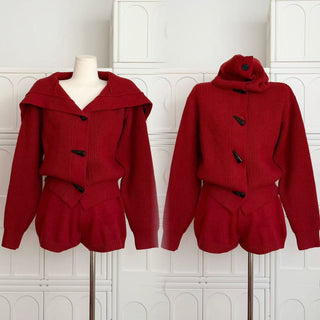 Ribbed Knit Cropped Jacket & High-Waist Shorts Set