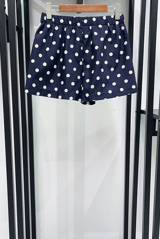 Polka Dot Top & Skort Set – Gold Button Detail, Side Buckle Accent & High-Waisted Skort