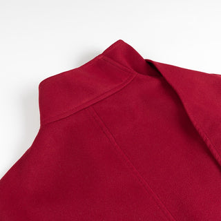 High Neck Asymmetric Wool Blend Coat with Side Pockets