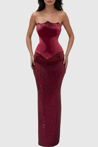 Crystal Embellished Corset Top & Long Skirt Set