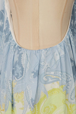 Paisley Print Halter Neck Backless Long Dress