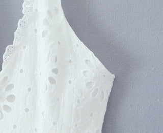 Eyelet Embroidered Halter Mini Dress