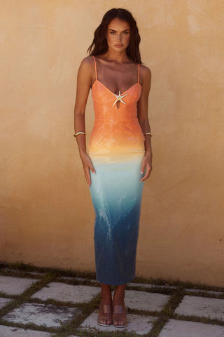 Sequin Ombre Starfish Detail Maxi Dress