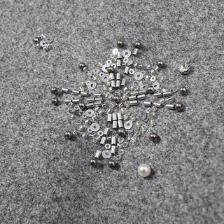 Embellished Wool Short Jacket – Grey High Neck Coat with Crystal Beads & Sequins