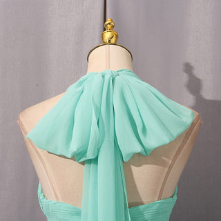 Pleated Halter Chiffon Long Dress