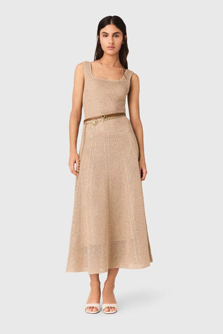 Sunlit Escape Sleeveless Open Knit Long Dress