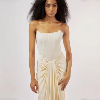 Luxe Corset Drape Maxi Gown
