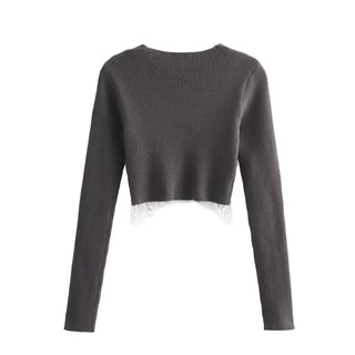 Henley Long Sleeve Crop Top
