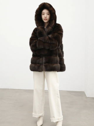 Luxury Hooded Plush Fur-Effect Jacket