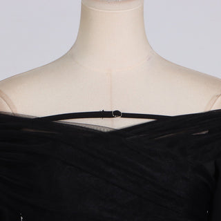 Off-Shoulder Tulle Draped Blazer Dress