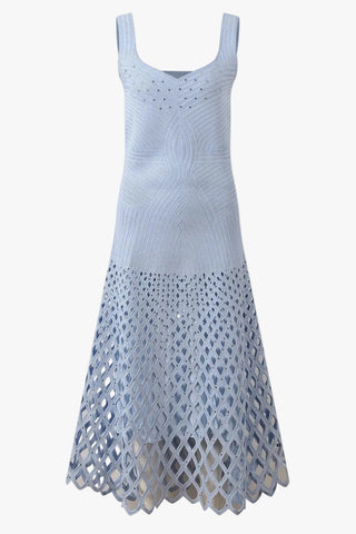 Embellished Sleeveless Open-Knit Midi Dress