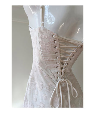 Floral Jacquard Lace Corset Midi Dress