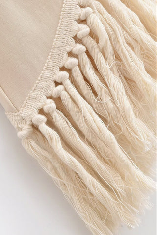 Asymmetric Fringe Halter Top & Wide-Leg Pants Set