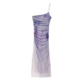 Marbella One Shoulder Mesh Long Dress