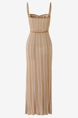 Sparkle Ribbed Sweetheart Neck Sleeveless Long Dress