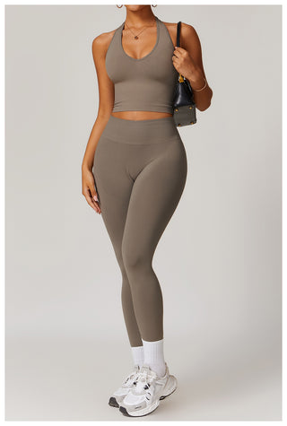 Seamless Sculpt Halter Crop Top & High-Waist Legging Set