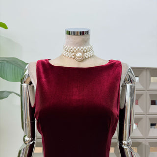 Sleeveless Burgundy Velvet Mini Dress with Bubble Hem Design