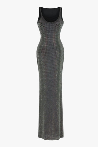 Crystal Embellished Sleeveless Bodycon Long Dress
