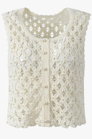 Sleeveless Pearl Floral Knit Top & Mini Skirt Set