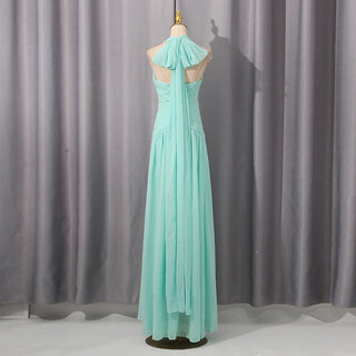 Pleated Halter Chiffon Long Dress