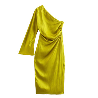 Sylvie One Shoulder Satin Midi Dress