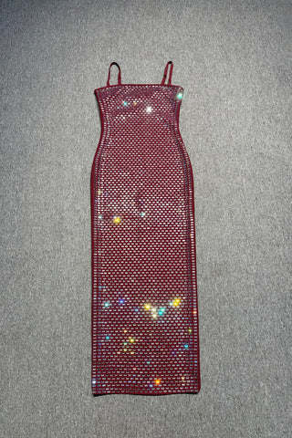 Crystal Bandage Long Dress – Spaghetti Straps, Body-Hugging Fit