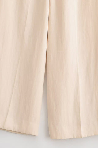 Asymmetric Fringe Halter Top & Wide-Leg Pants Set