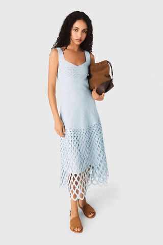 Embellished Sleeveless Open-Knit Midi Dress