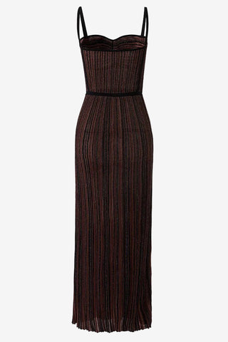 Sparkle Ribbed Sweetheart Neck Sleeveless Long Dress