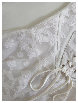 Floral Jacquard Lace Corset Midi Dress