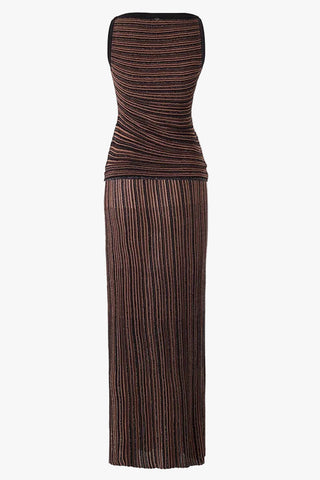 Sleeveless Textured Knit Top and Long Skirt Set – Premium Stretch Fabric