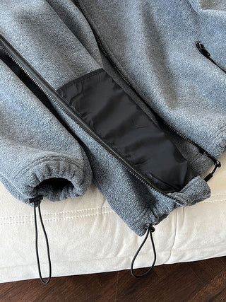 Oversized Zip-Up Fleece Jacket with High Neck & Adjustable Hem