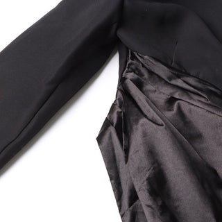 Satin-Waist Wrapped Blazer with 3D Rose Detail Midi Skirt