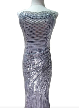Crystal Mesh Strapless Sleeveless Long Dress