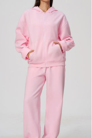 Relaxed Zip-Up Hoodie & Wide-Leg Sweatpants Set