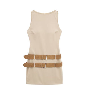 Sleeveless Belted Mini Dress
