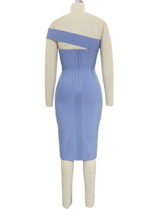 Asymmetric Off-Shoulder Bodycon Midi Dress
