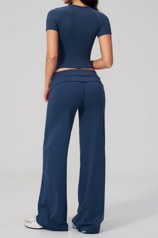 Soft Stretch Activewear Top & Wide Leg Pants Set
