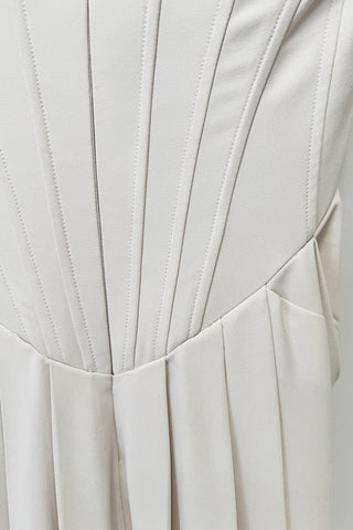 Crystal Embellished Corset Halter Neck Draped Crepe Long Dress