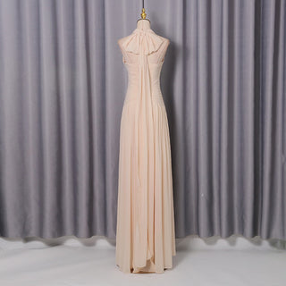 Pleated Halter Chiffon Long Dress