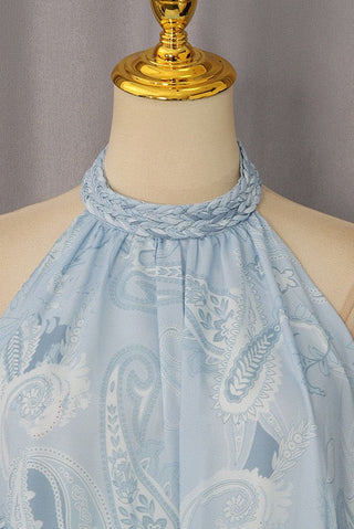 Paisley Print Halter Neck Backless Long Dress