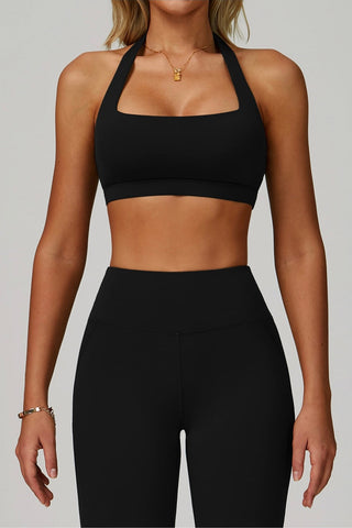 Halter Neck Sculpting Sports Bra with Supportive Fit and Smooth Stretch Fabric