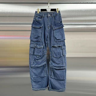 Multi-Pocket Wide Leg Cargo Jeans