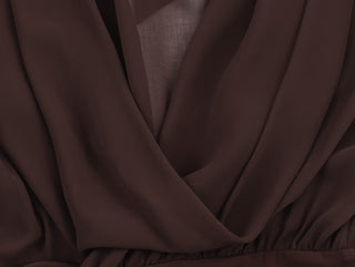 Long Sleeve Tie-Neck Mini Dress in Structured Woven Fabric