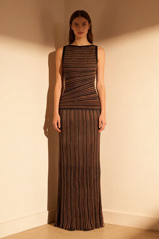Sleeveless Textured Knit Top and Long Skirt Set – Premium Stretch Fabric