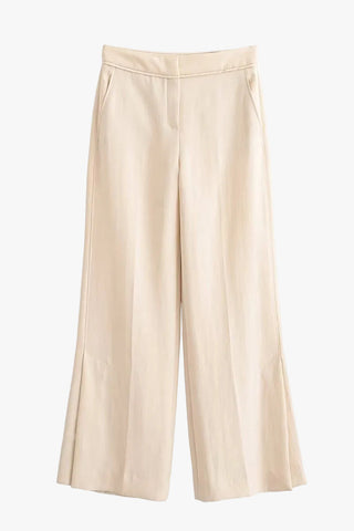 Asymmetric Fringe Halter Top & Wide-Leg Pants Set