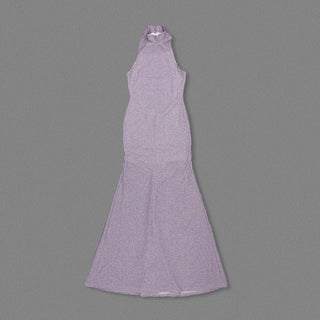 Shimmer High-Neck Open-Back Sleeveless Long Dress