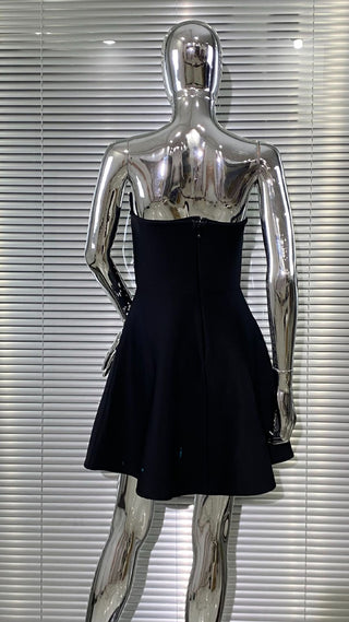 Crystal Bandage Embellished Strapless Sleeveless A-Line Mini Dress