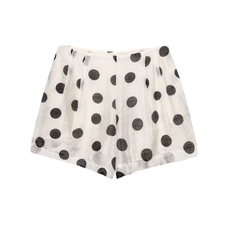Elegant Polka Dot Halter Top & High-Waisted Shorts Linen Blend Set