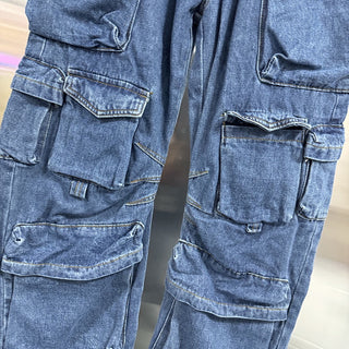 Multi-Pocket Wide Leg Cargo Jeans